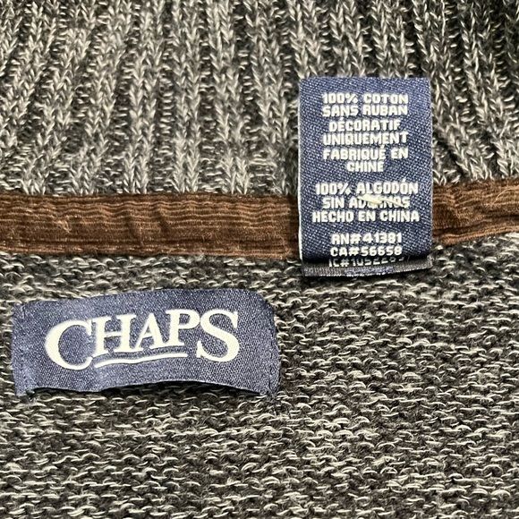CHAPS Pullover Sweater | Men’s XXL | Gray with Brown Corduroy Patches at Sleeves - Picture 8 of 11